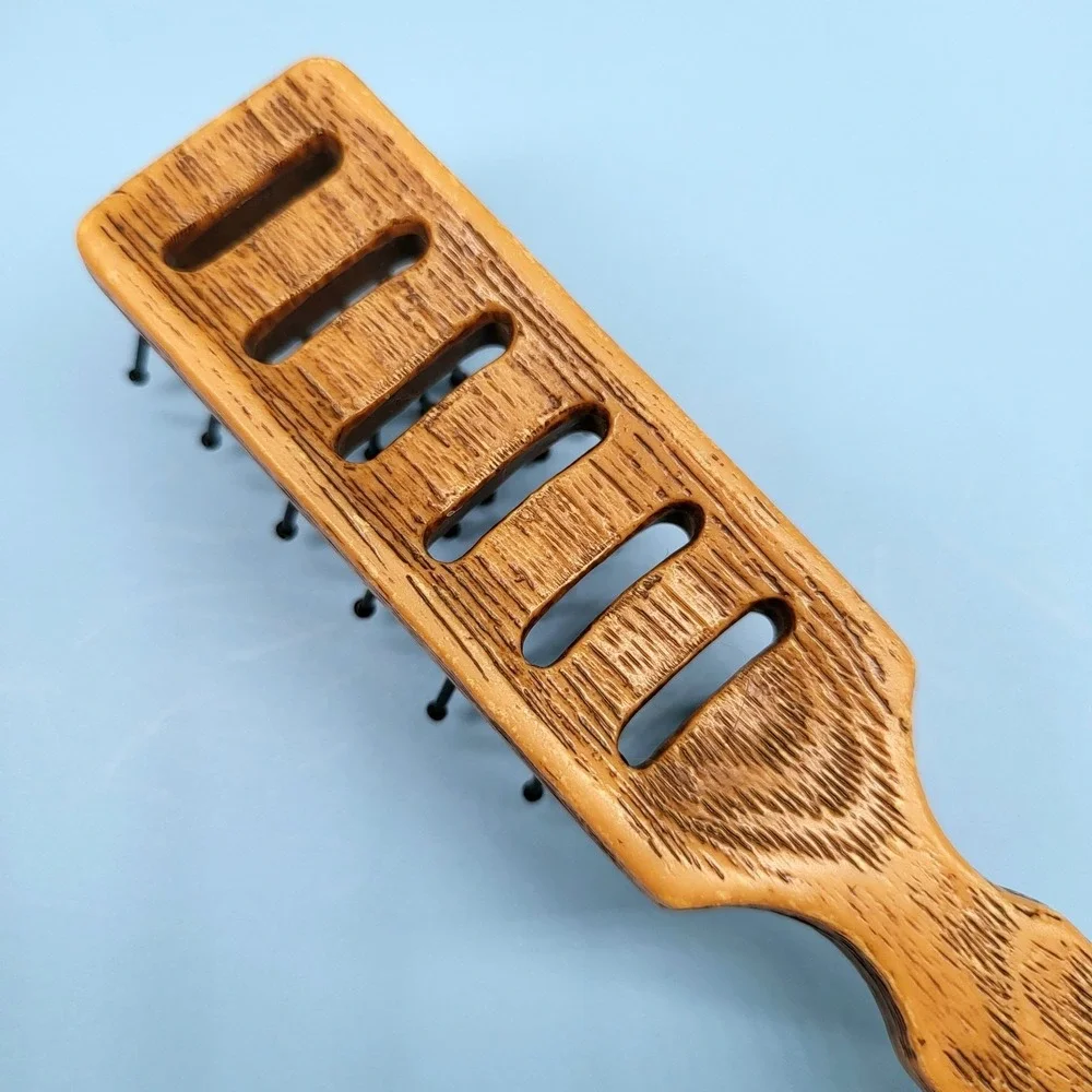 Vintage Goody Vented Hair Brush & Hand Mirror Travel Purse Plastic Faux Wood USA